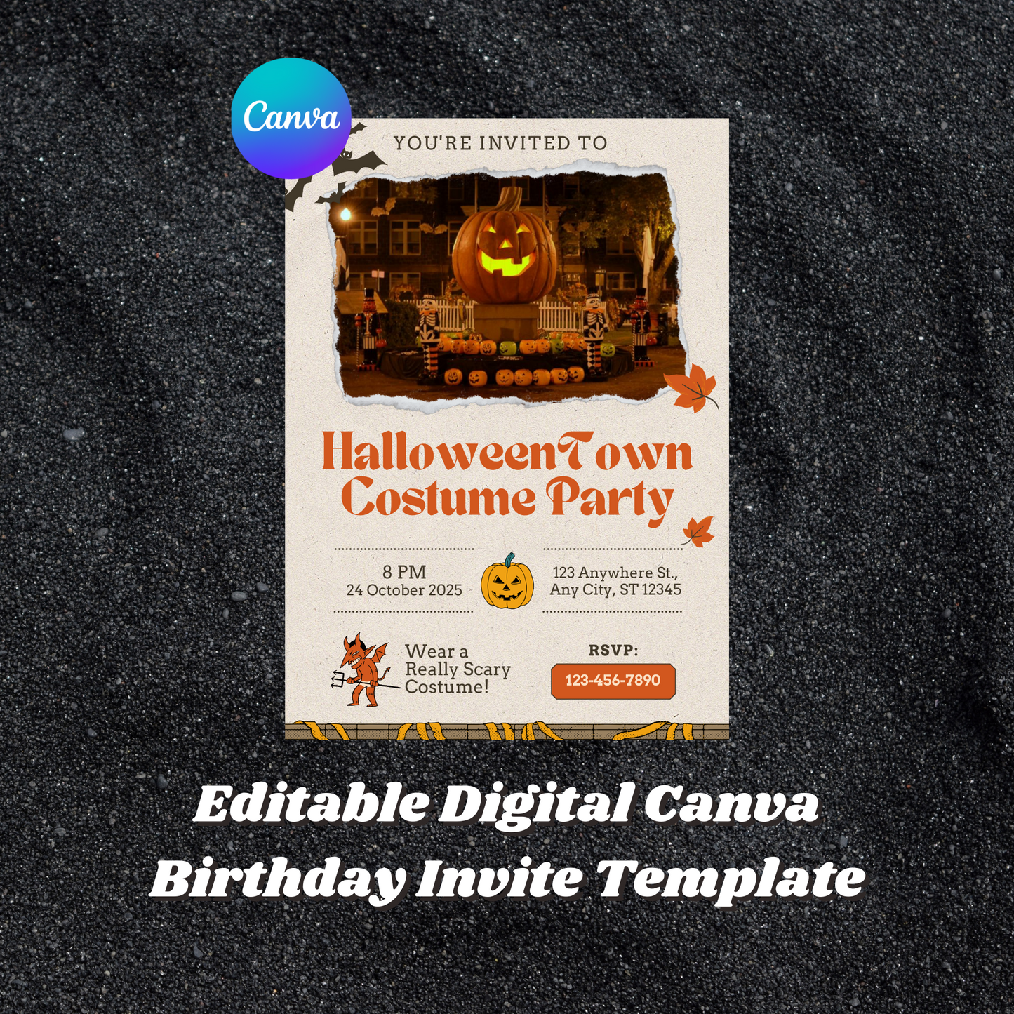 Spirit of Halloweentown Costume Party Invitation Template