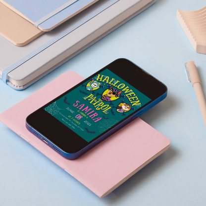Paw Patrol Halloween Birthday Invitation Template - CreativeRino