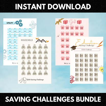 20 Savings Challenge Bundle | Savings Challenge Trackers Sheet - CreativeRino
