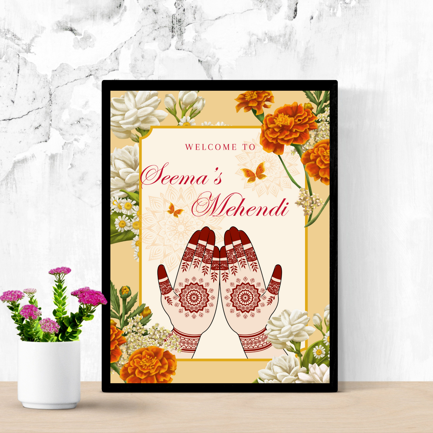 Mehndi Sign Template | Indian Wedding Welcome Sign