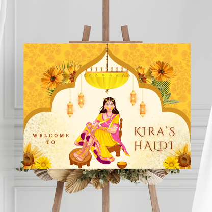 Maiyan Pithi Haldi Sign Template | Indian Wedding Welcome Sign - CreativeRino
