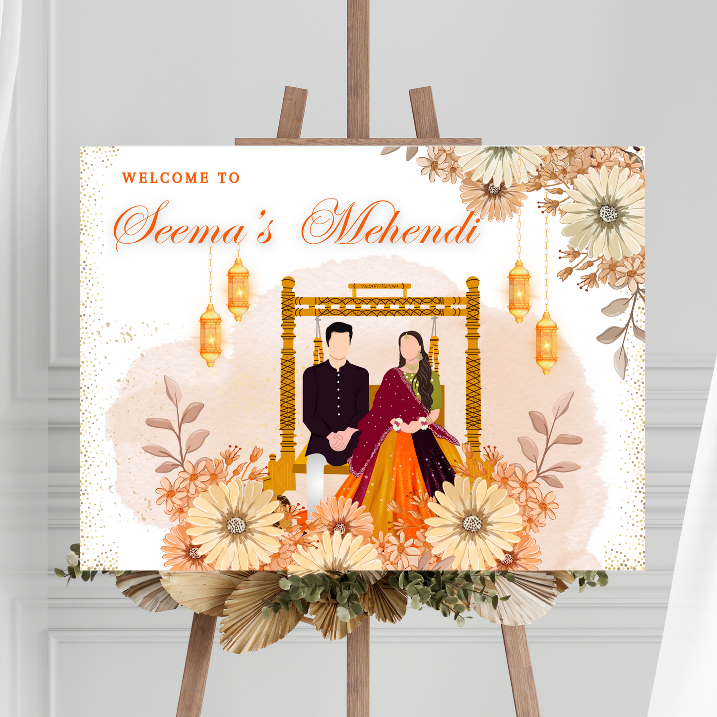 Mehndi Sign Template | Indian Wedding Welcome Sign