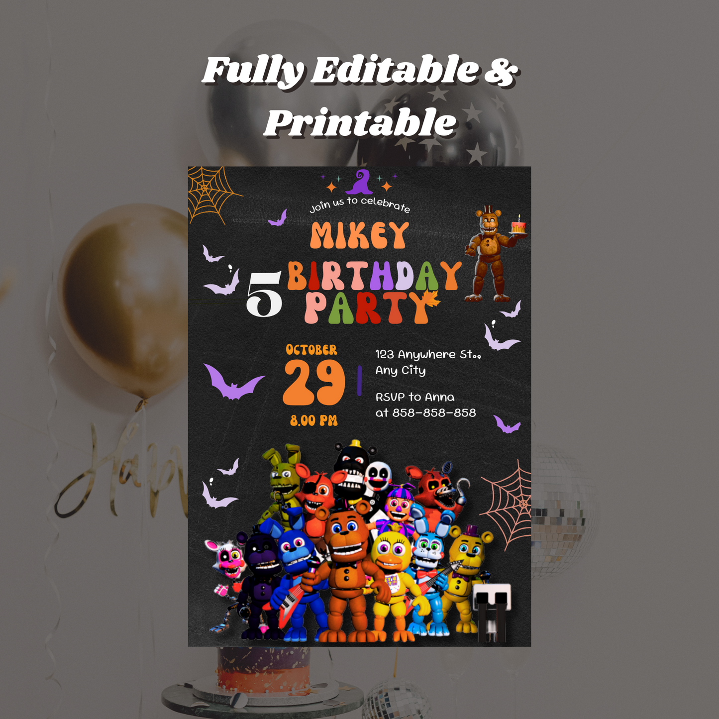 Five Nights at Freddys Birthday Invitation Template