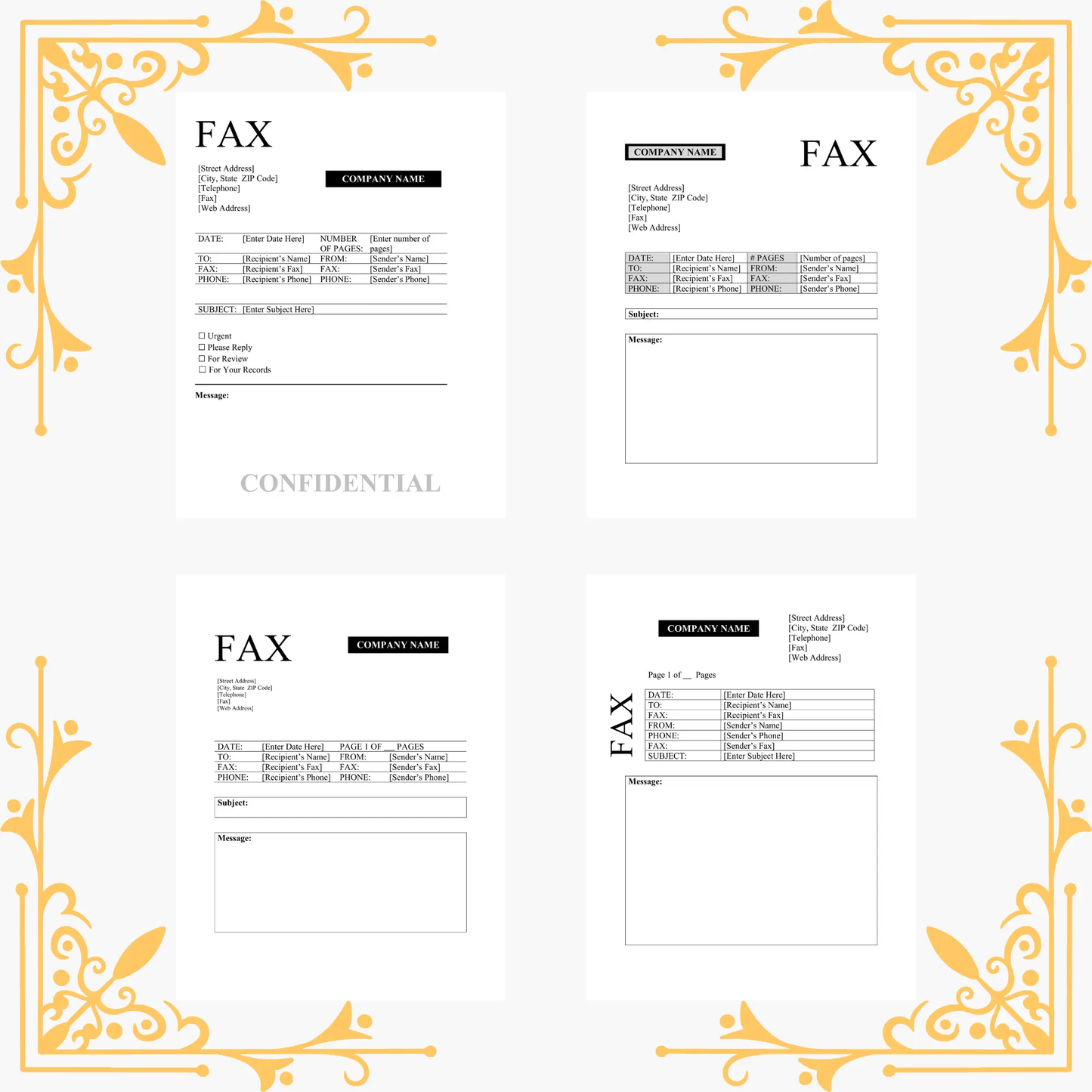 15 Fax Cover Sheet Template Bundle MS Word - CreativeRino