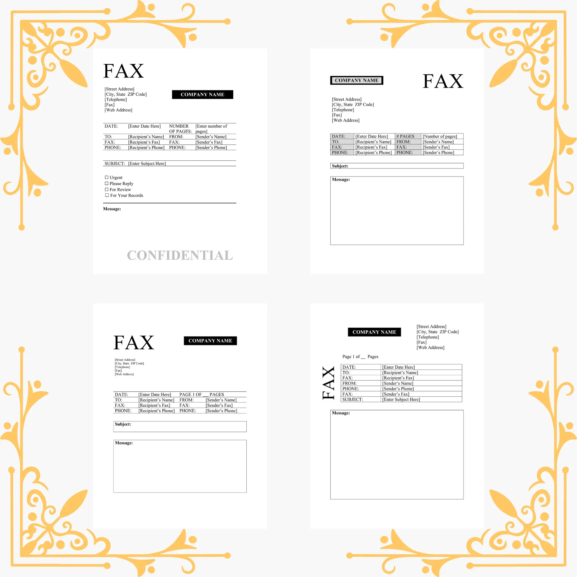 15 Fax Cover Sheet Template Bundle MS Word - CreativeRino