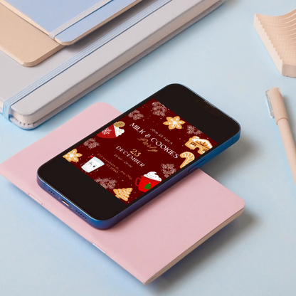 Milk and Cookies Christmas Invitation Template - CreativeRino