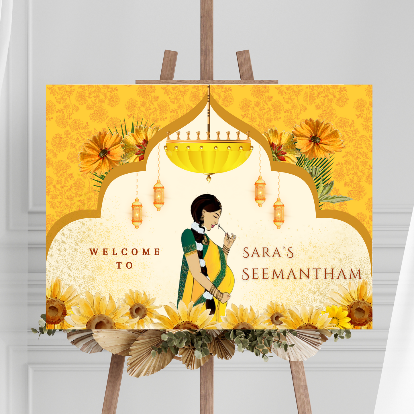 Seemantham Ceremony Sign Template | Indian Baby Shower Welcome Sign