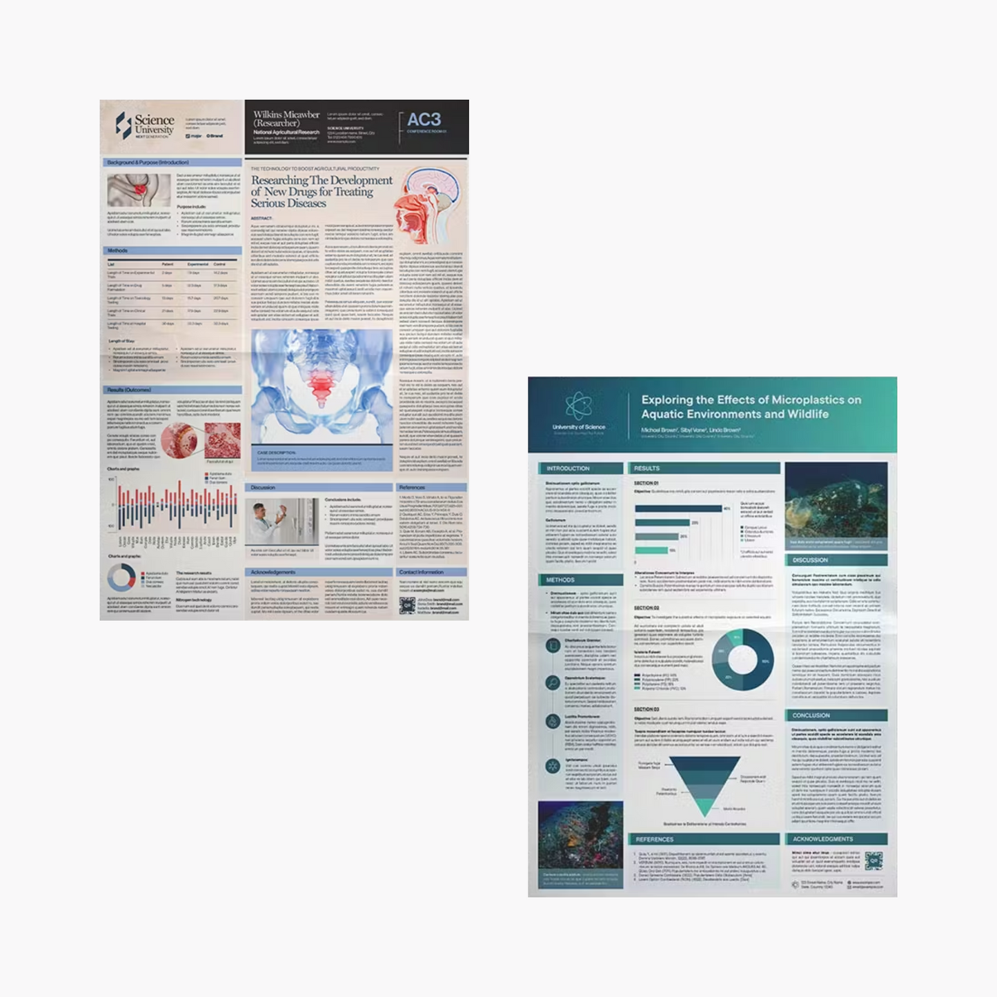 9 Research Poster Template Bundle | Academic Scientific Medical Research Case Study Poster Templates | Adobe Indesign