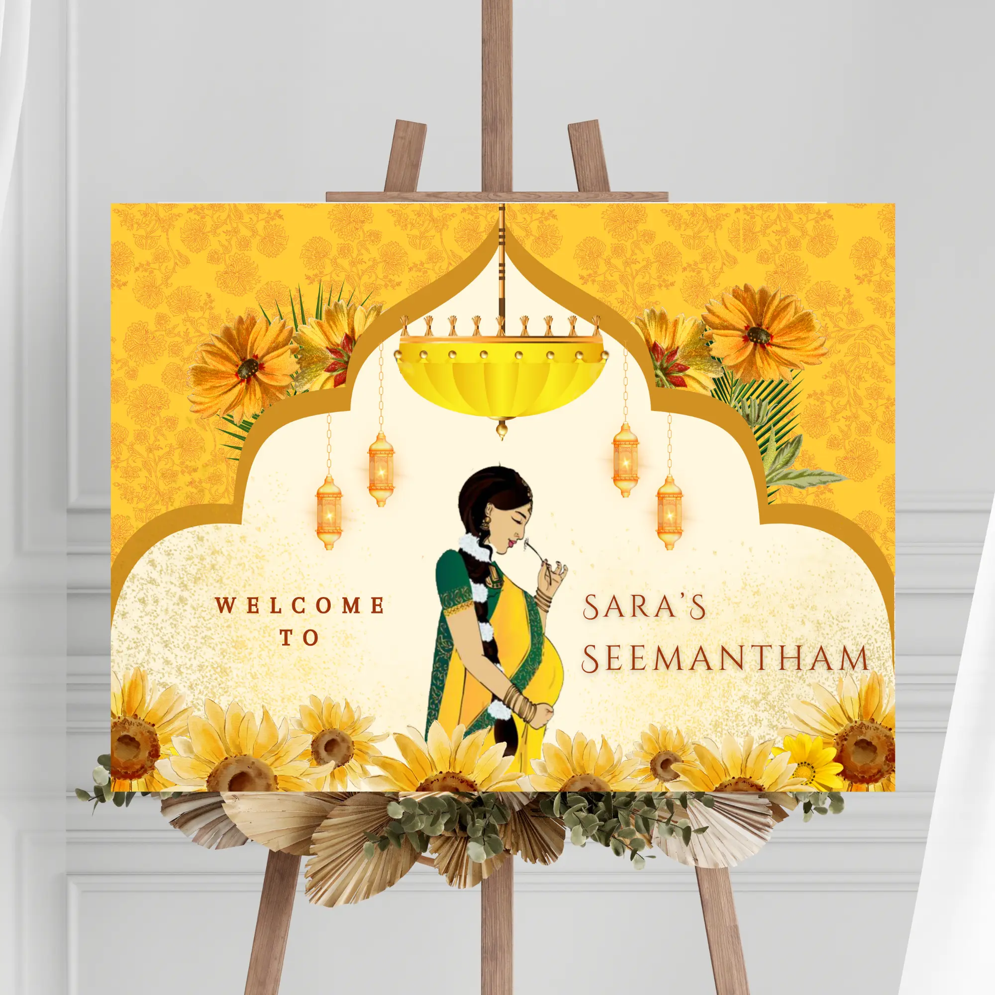 Seemantham Ceremony Sign Template | Indian Baby Shower Welcome Sign - CreativeRino