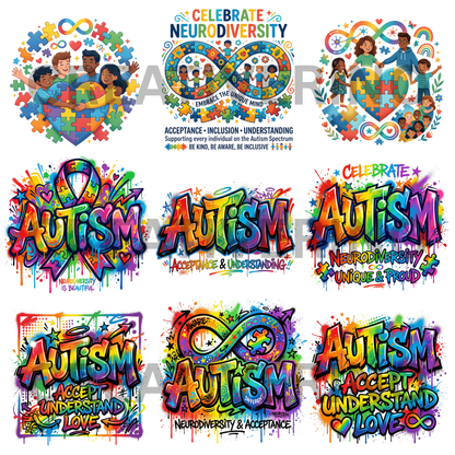 Autism Mama PNG | Autism Awareness | Superhero Cartoon Aesthetic Retro Groovy 70s-style Coquette Faux Yarn Preppy Puzzle Trendy Designs CreativeRino
