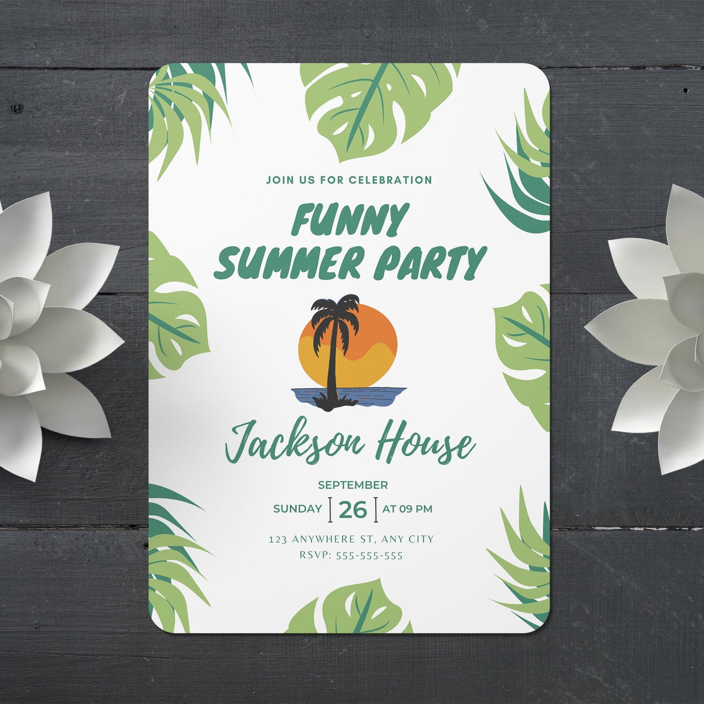 Funny Summer Party Invite | Summer Party Invitation Canva Template CreativeRino
