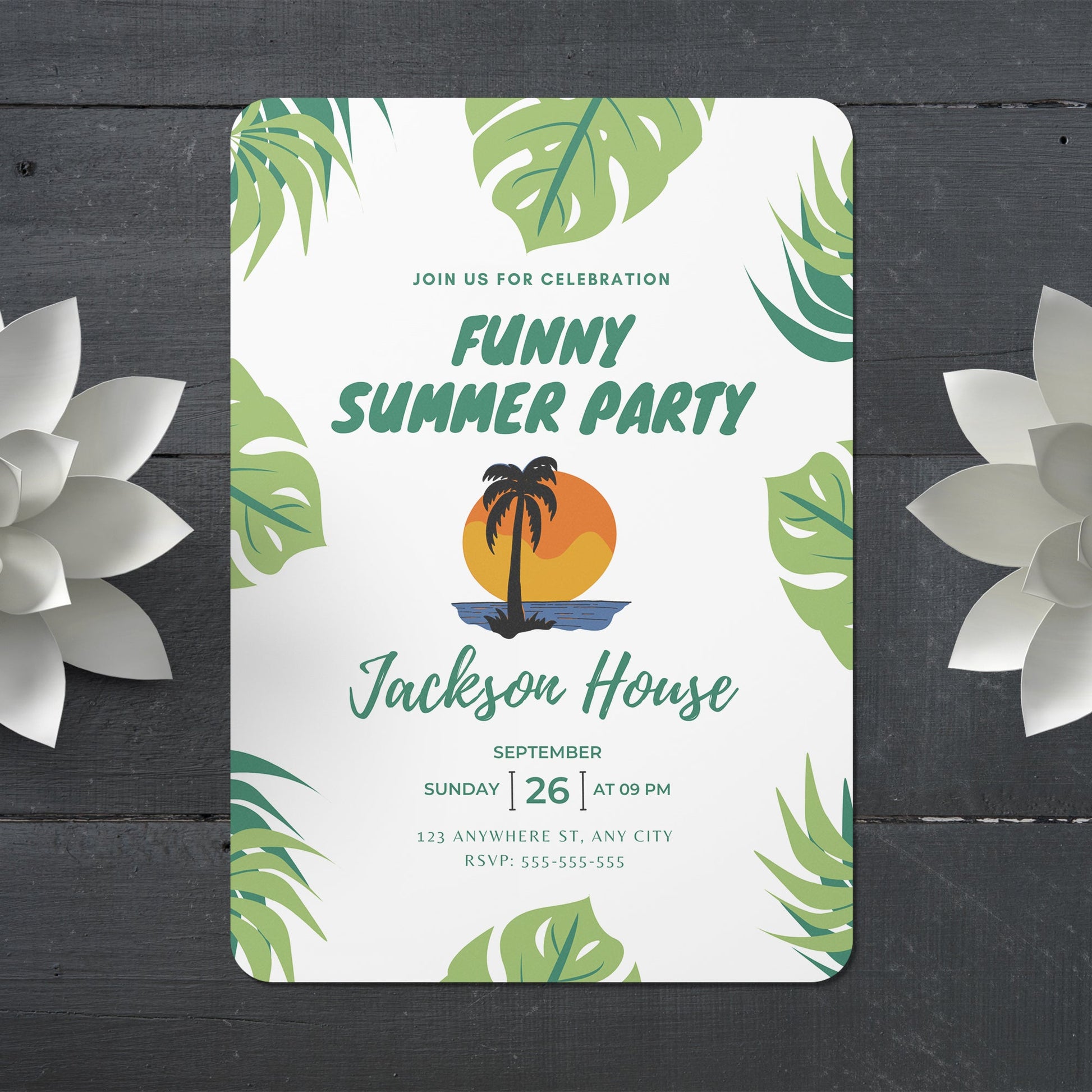 Funny Summer Party Invite | Summer Party Invitation Canva Template CreativeRino