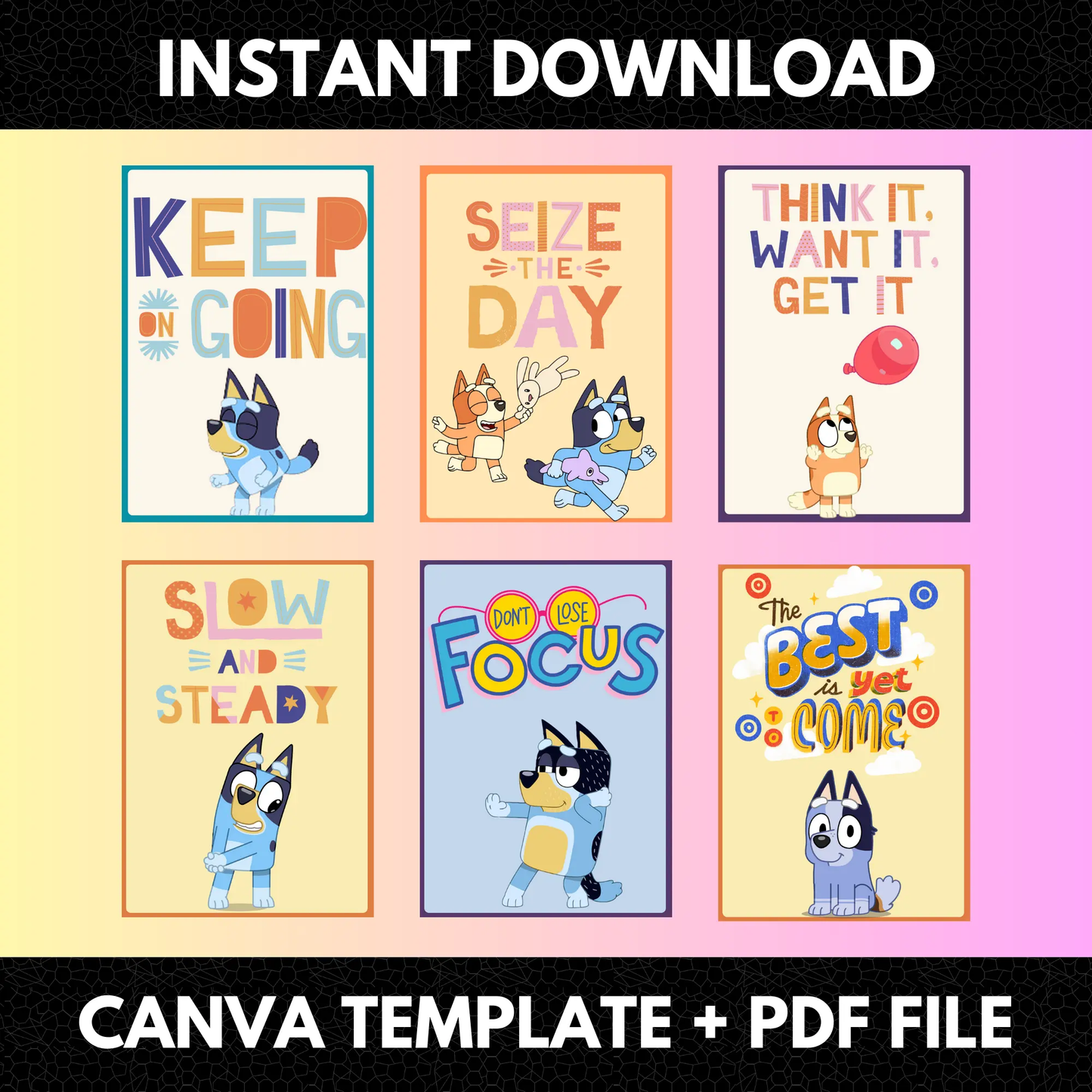 Bluey and Bingo Calming Techniques Flashcards Template