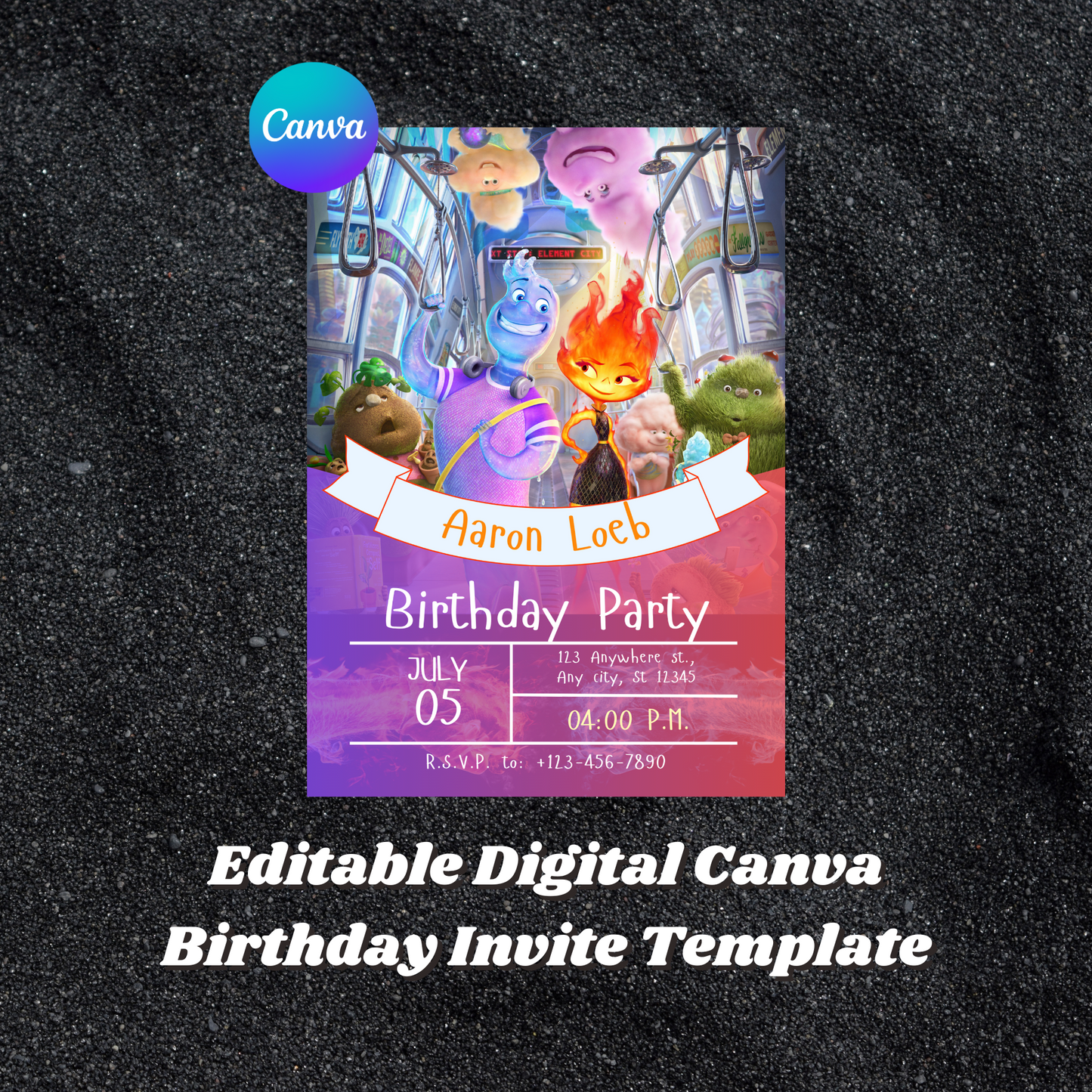 Elemental Birthday Party Invitation Template