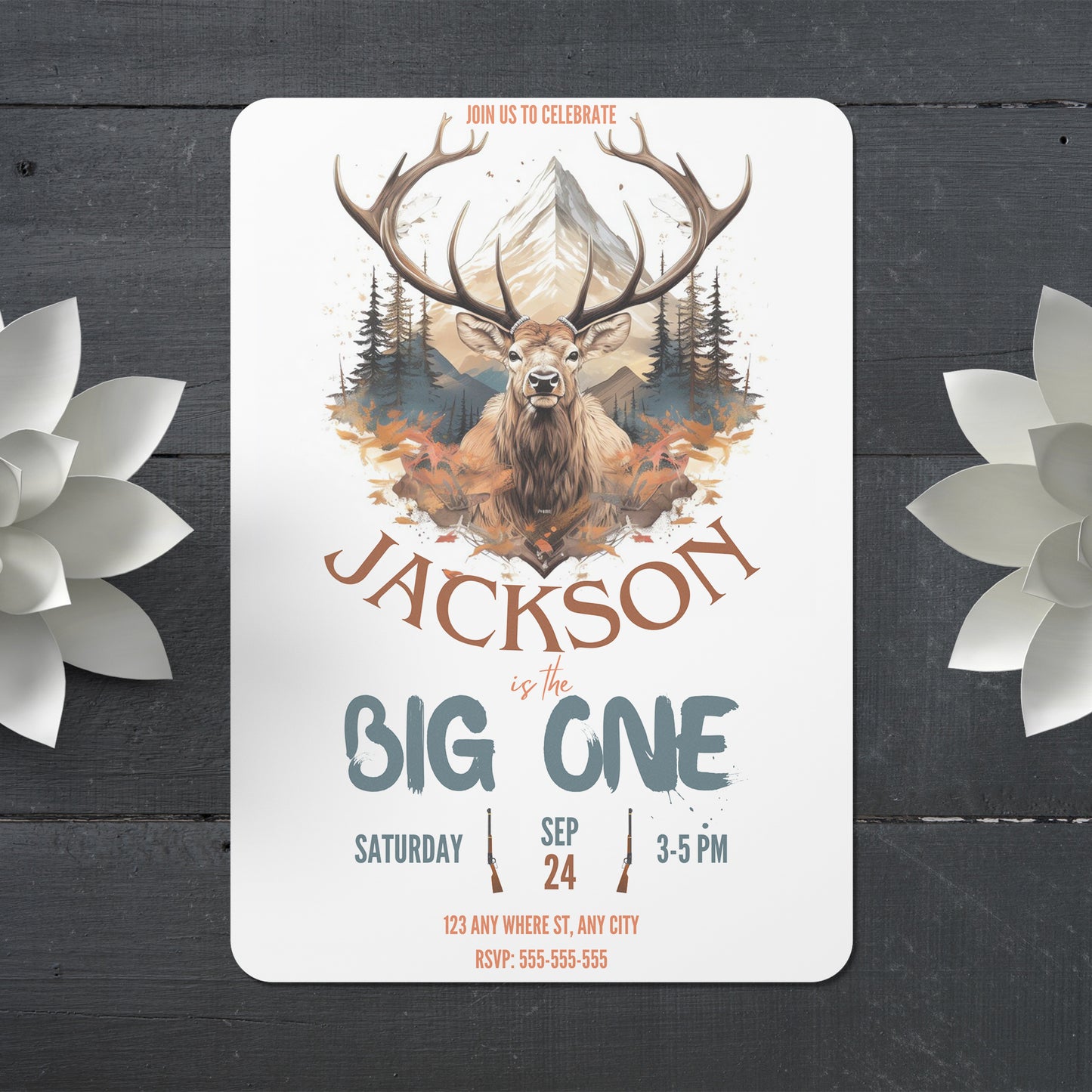 The Big One Hunting Birthday Invitation Template