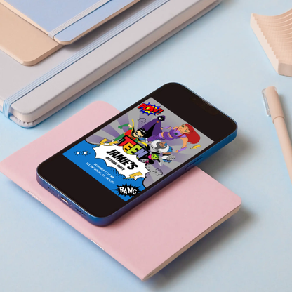Teen Titans Birthday Invitation Template - CreativeRino