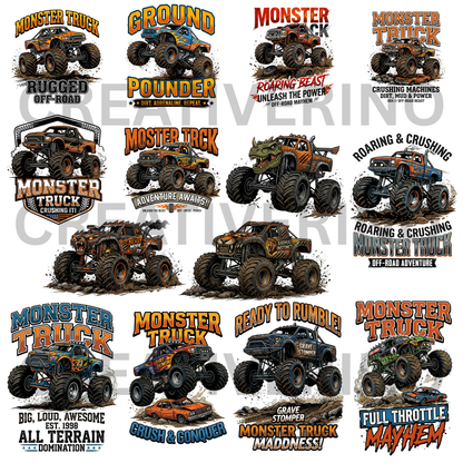 Monster Truck PNG Bundle | Kids Truck Clipart | Monster Jam Style Graphics CreativeRino