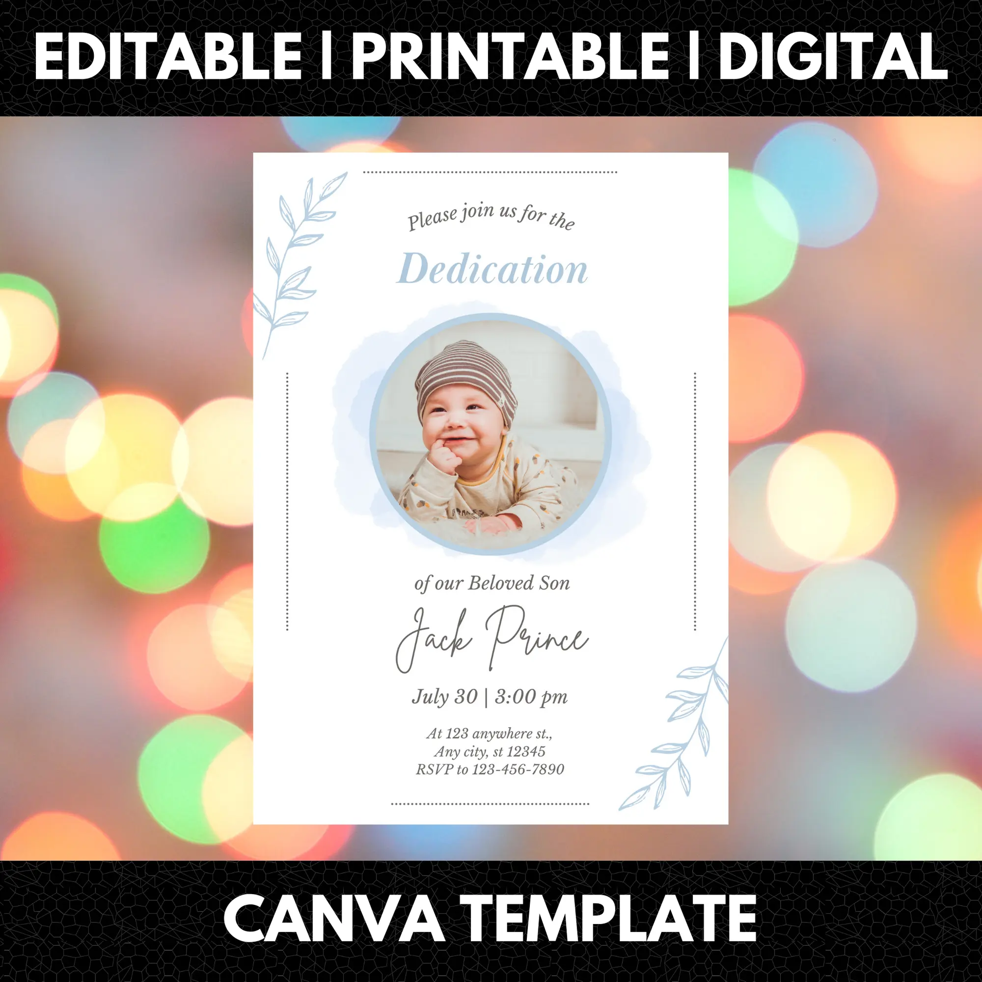 Baby Dedication Invitation Template - CreativeRino