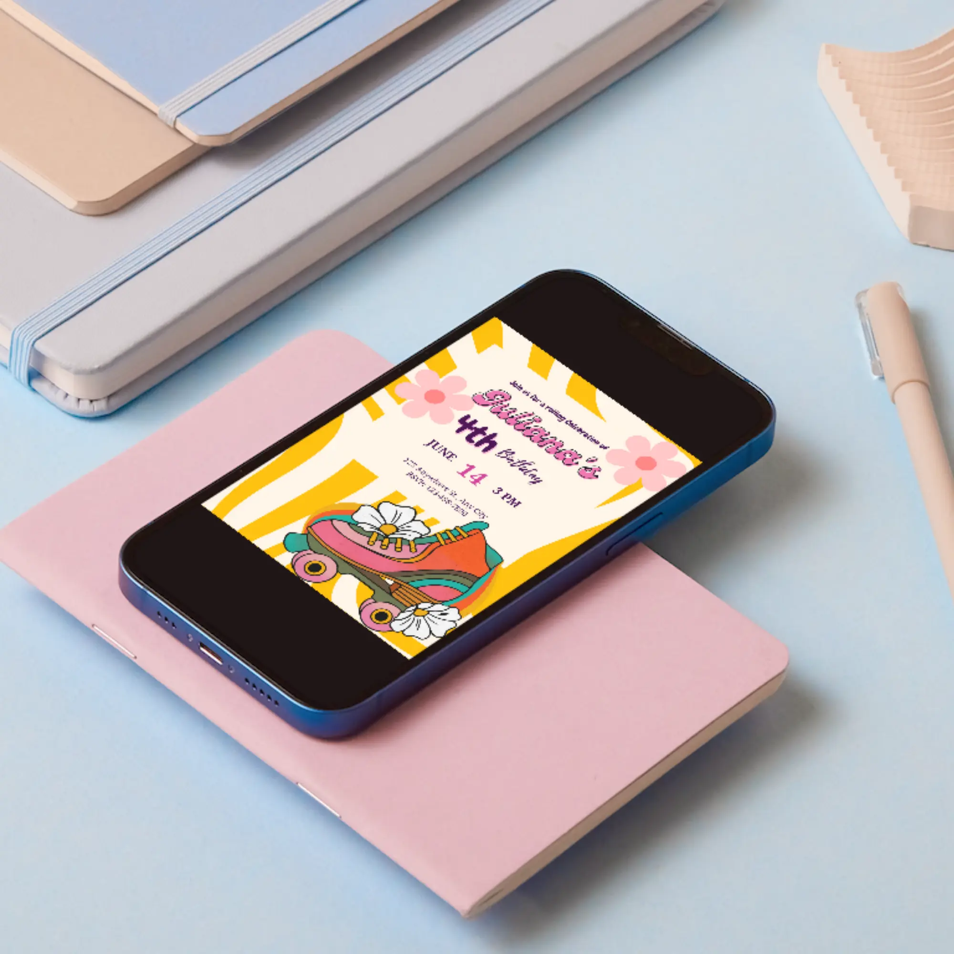 Roller Skates Skating Birthday Invitation Template - CreativeRino