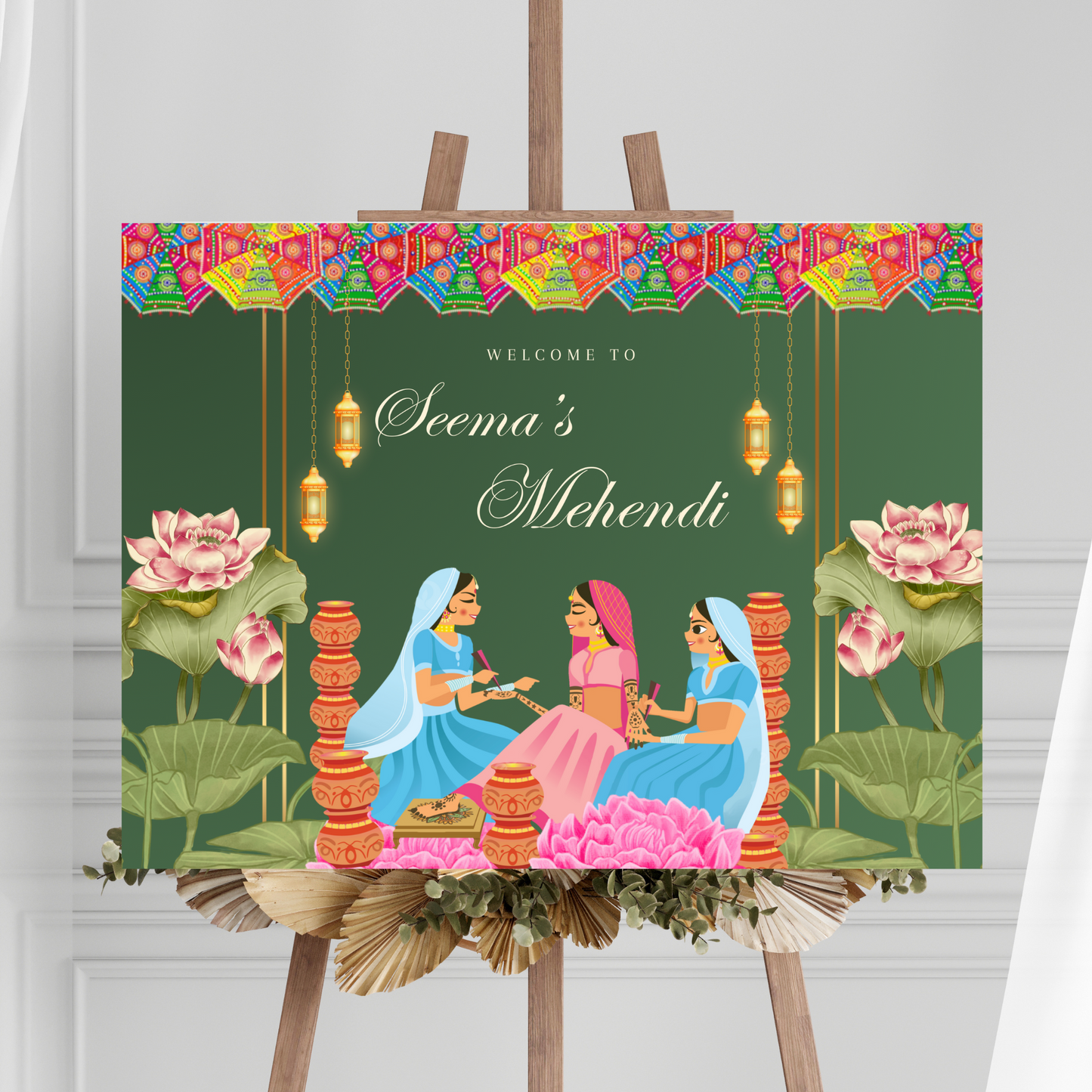 Mehndi Sign Template | Indian Wedding Welcome Sign