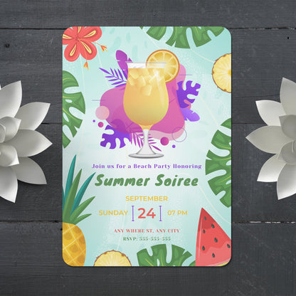 Summer Soiree Party Invite | Cocktail Party Invitation Canva Template CreativeRino