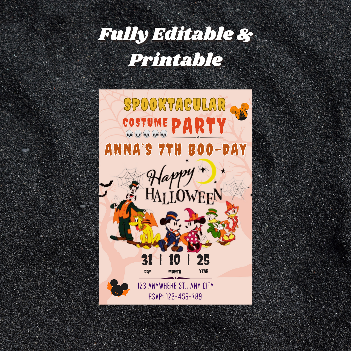 Mickey Mouse Costume Birthday Party Invitation Template