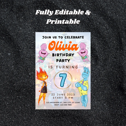 Elemental Birthday Party Invitation Template - CreativeRino