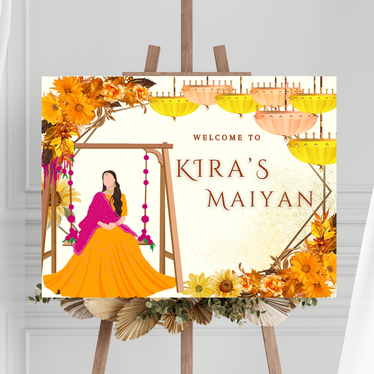 Maiyan Pithi Haldi Sign Template | Indian Wedding Welcome Sign