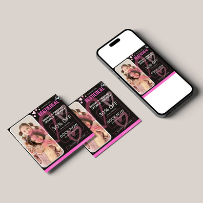 Bring A Bestie Flyer Template | Bring A Friend Social Media Flyer CreativeRino