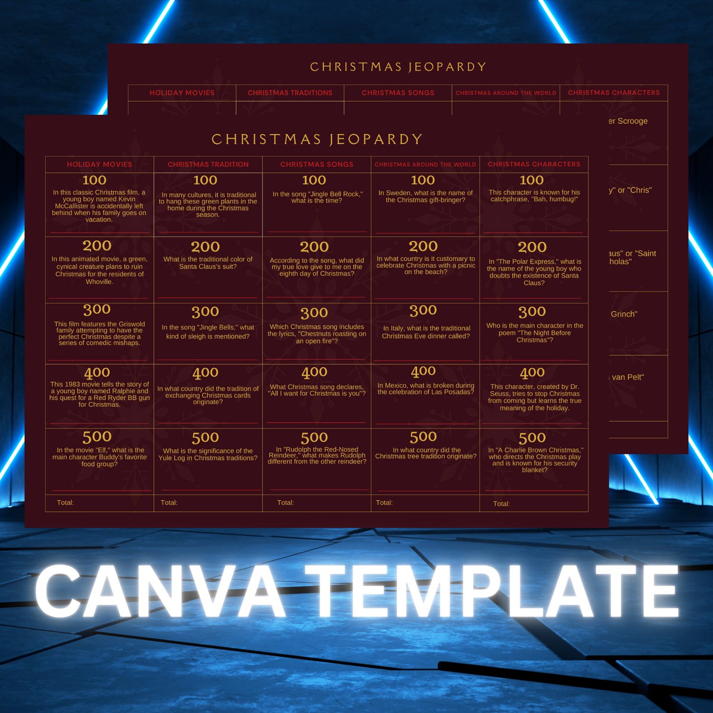 Christmas Jeopardy Game Template