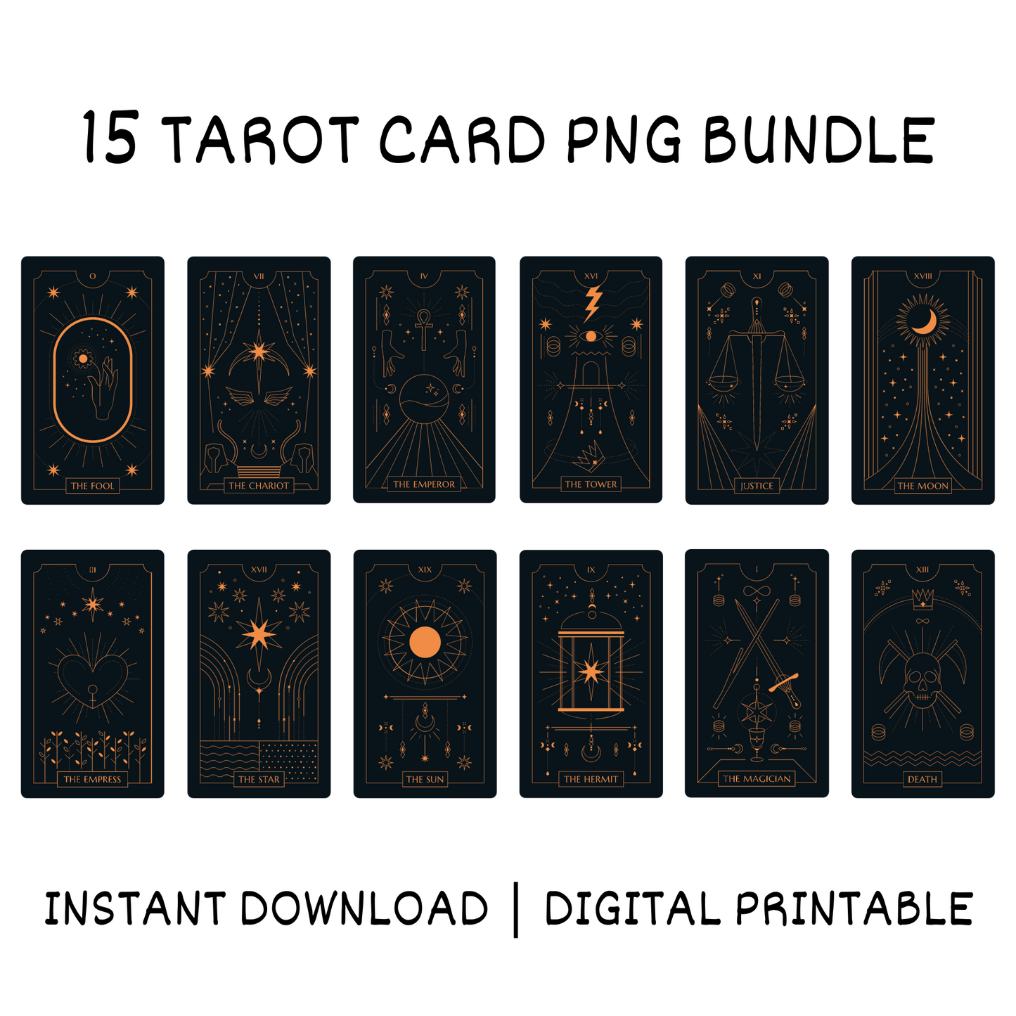 15 Tarot cards PNG Template Bundle