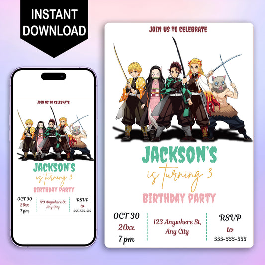 Demon Slayer Birthday Invitation Template - CreativeRino