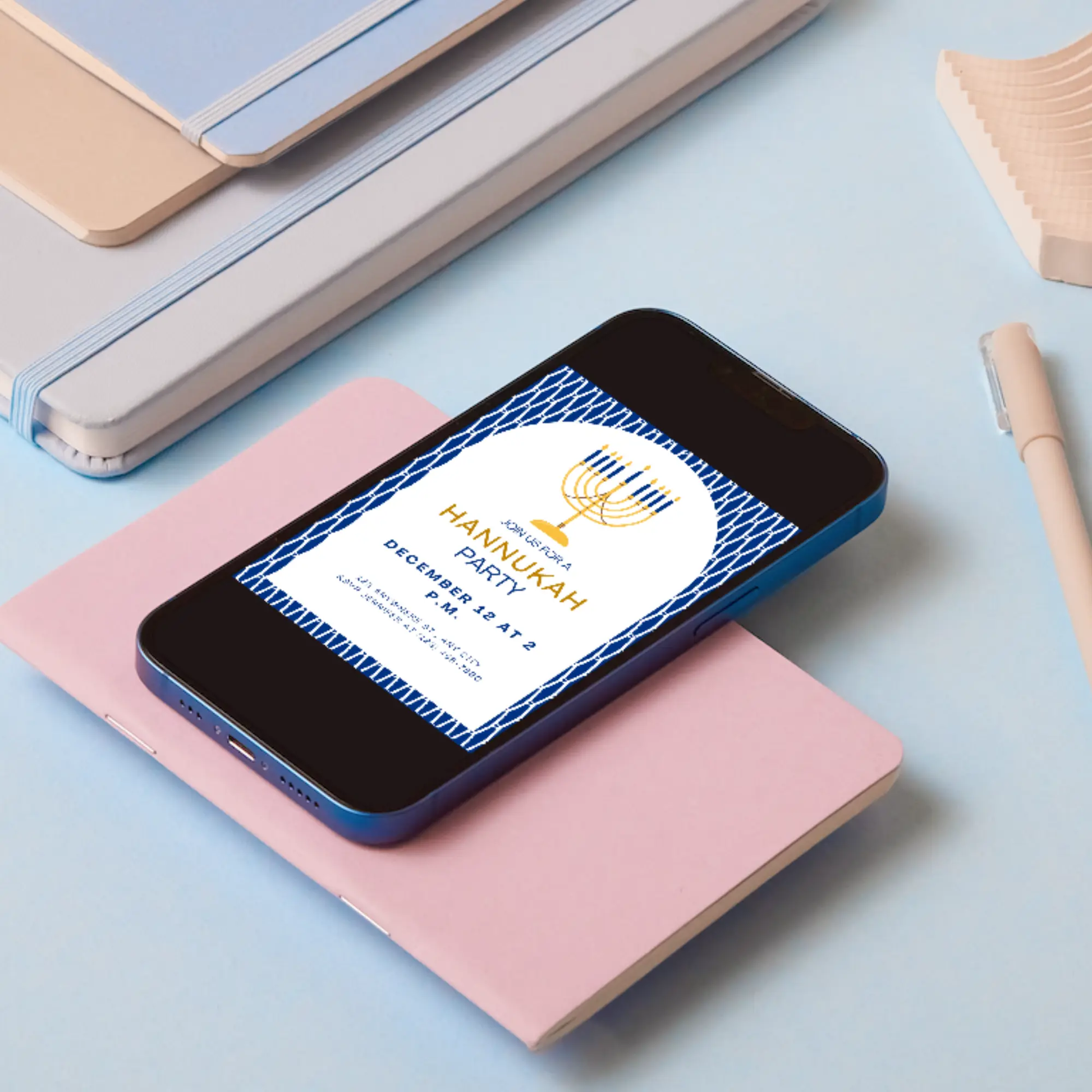 Hanukkah Invitation Template | Hanukkah Celebration Party Invite - CreativeRino