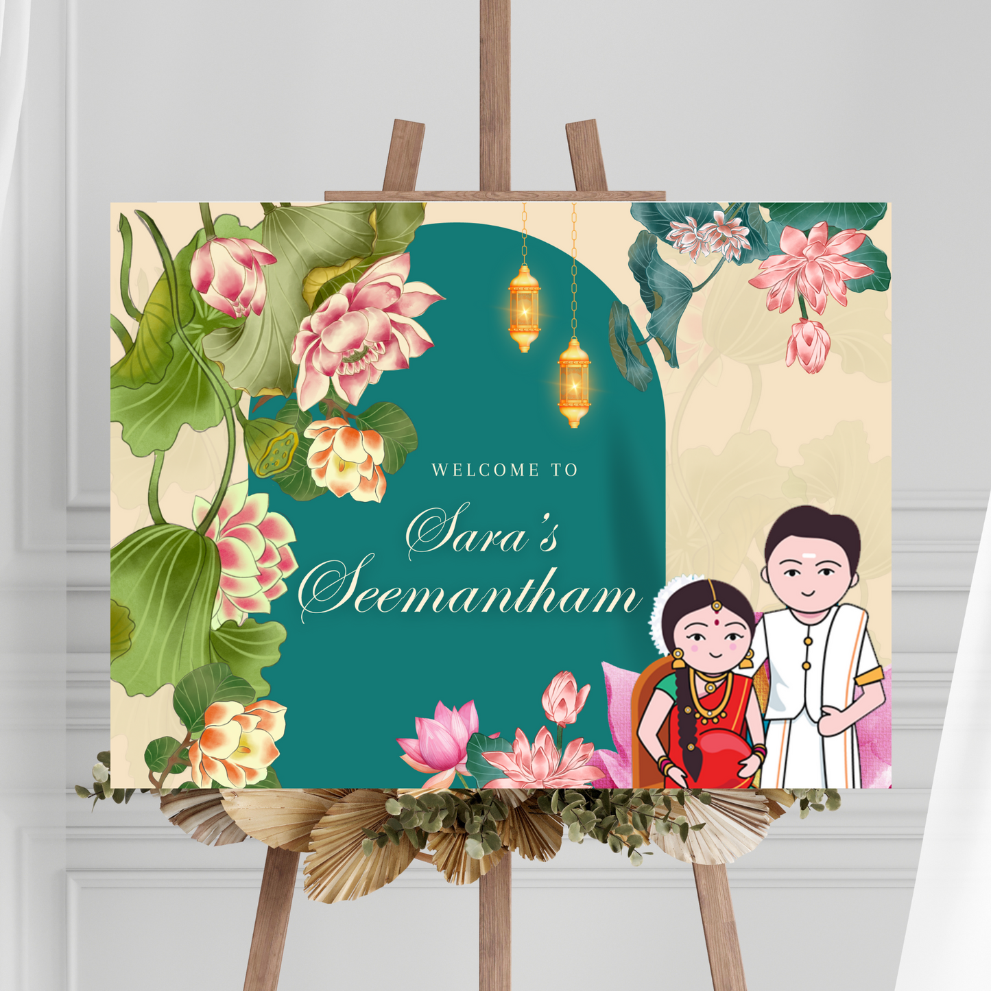 Seemantham Ceremony Sign Template | Indian Baby Shower Welcome Sign