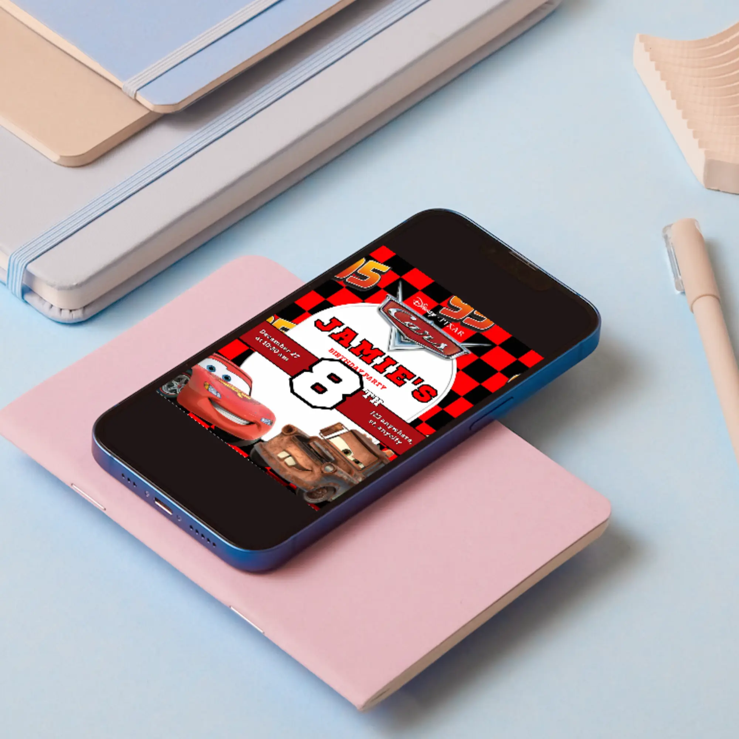 Lightning Mcqueen and Mater Cars Birthday Invitation Template - CreativeRino