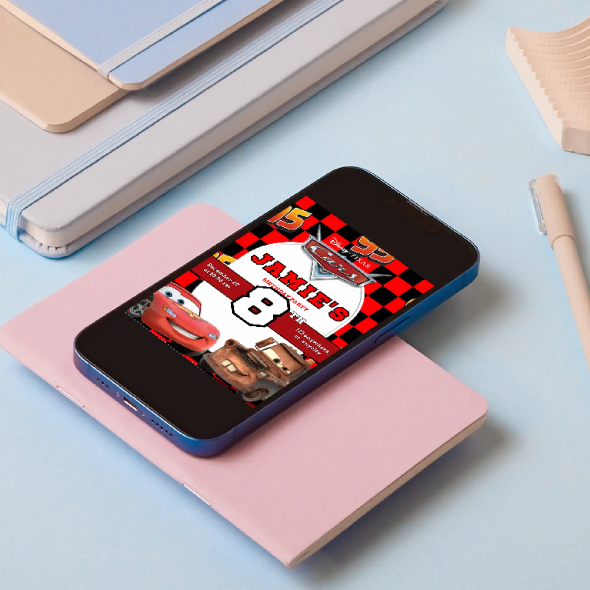 Lightning Mcqueen and Mater Cars Birthday Invitation Template - CreativeRino