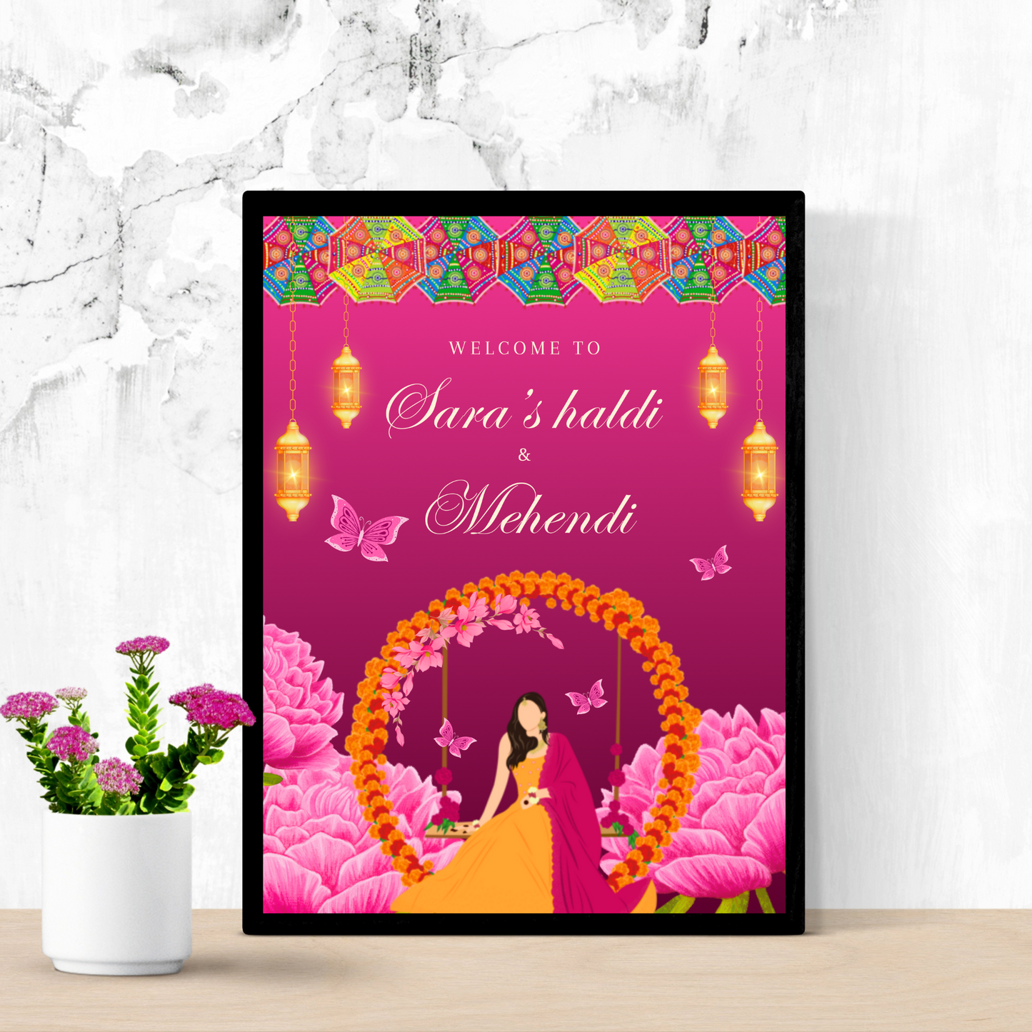 Mehndi Sign Template | Indian Wedding Welcome Sign