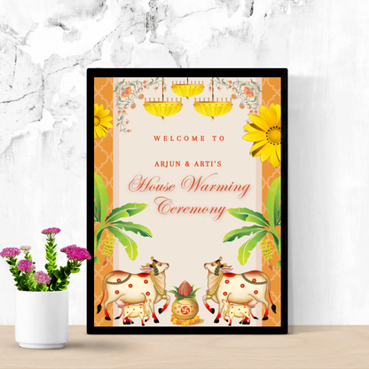 Gruhapravesham Welcome Sign Template | Indian Housewarming Welcome Sign - CreativeRino