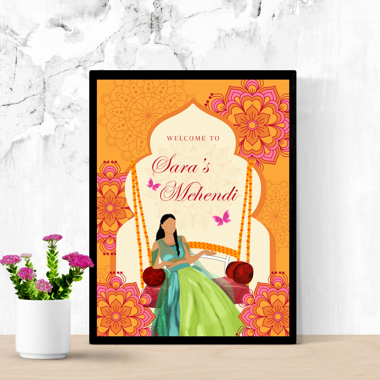 Mehndi Sign Template | Indian Wedding Welcome Sign