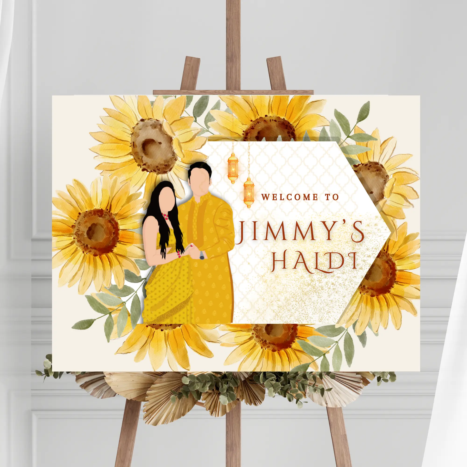 Maiyan Pithi Haldi Sign Template | Indian Wedding Welcome Sign - CreativeRino