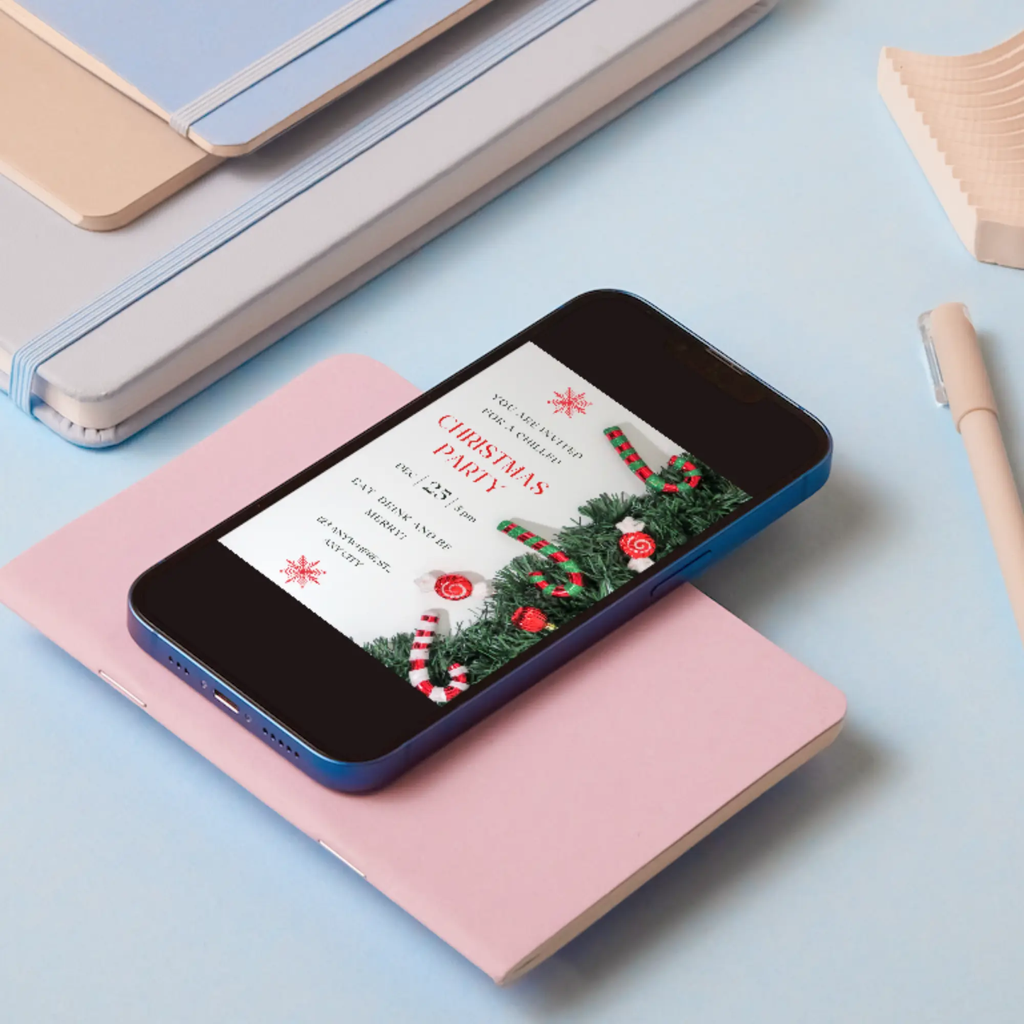 Peppermint Christmas Party Invitation Template - CreativeRino