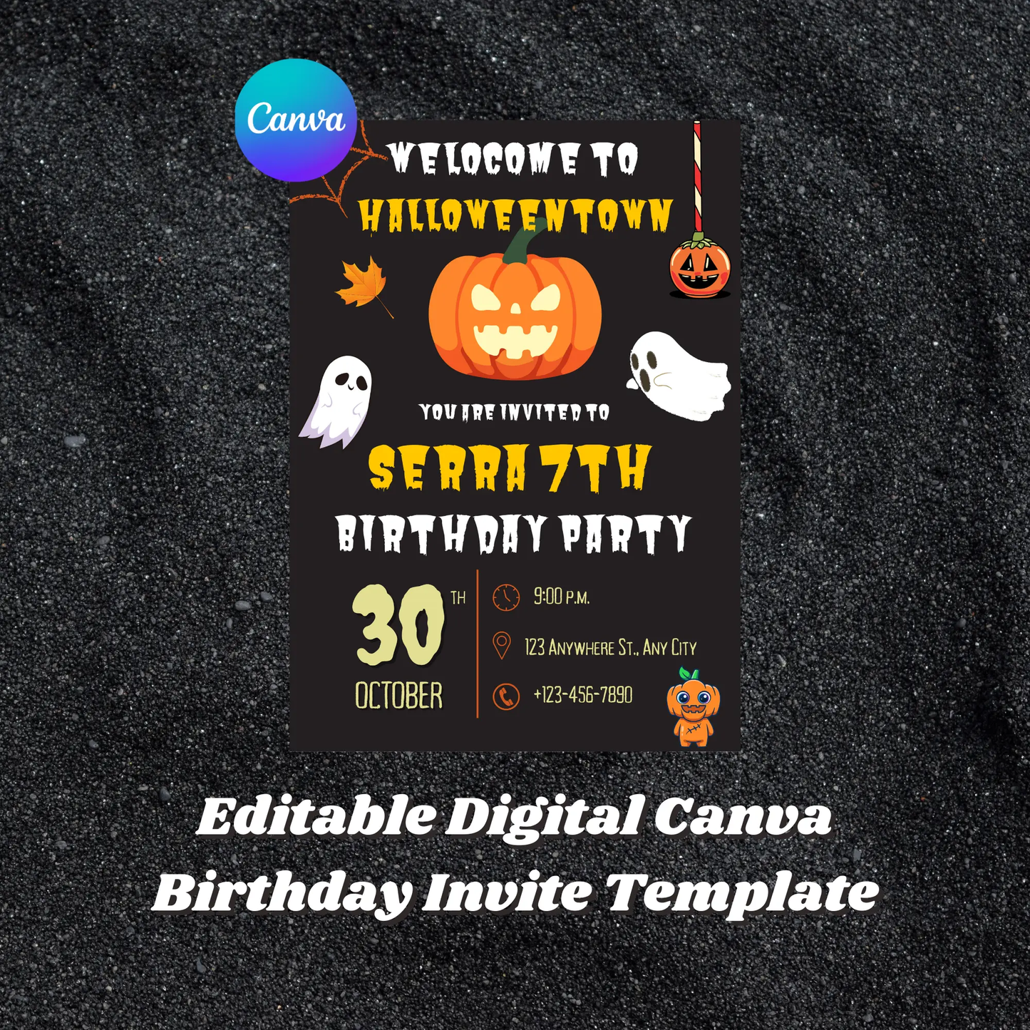 Halloweentown Birthday Party Invitation Template - CreativeRino