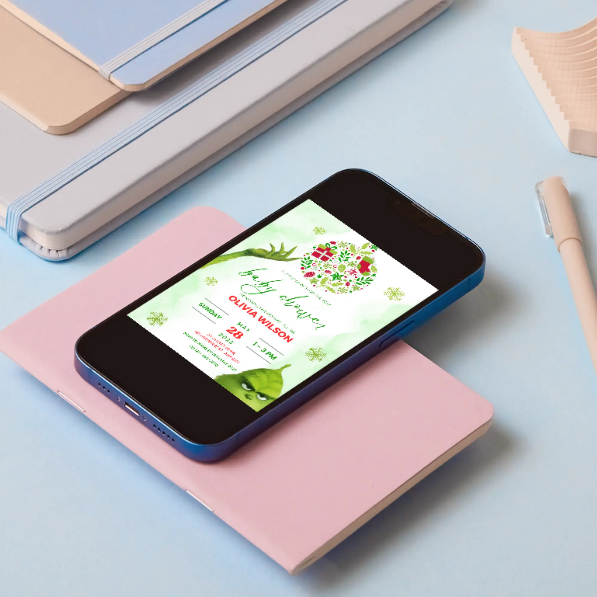 Grinch Baby Shower Invite Template | Grinchmas Whoville Baby Shower Invitation - CreativeRino