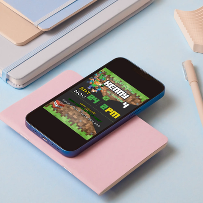 Minecraft Birthday Invitation Template - CreativeRino