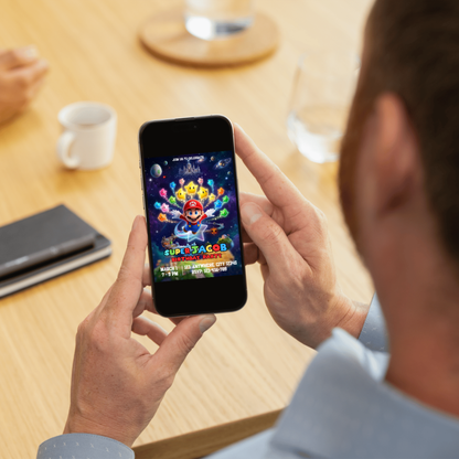 Super Mario Galaxy Party Invitation | Mario Birthday Invite Template | Space Mario Kids Birthday Invitation | Instant Download Printable CreativeRino