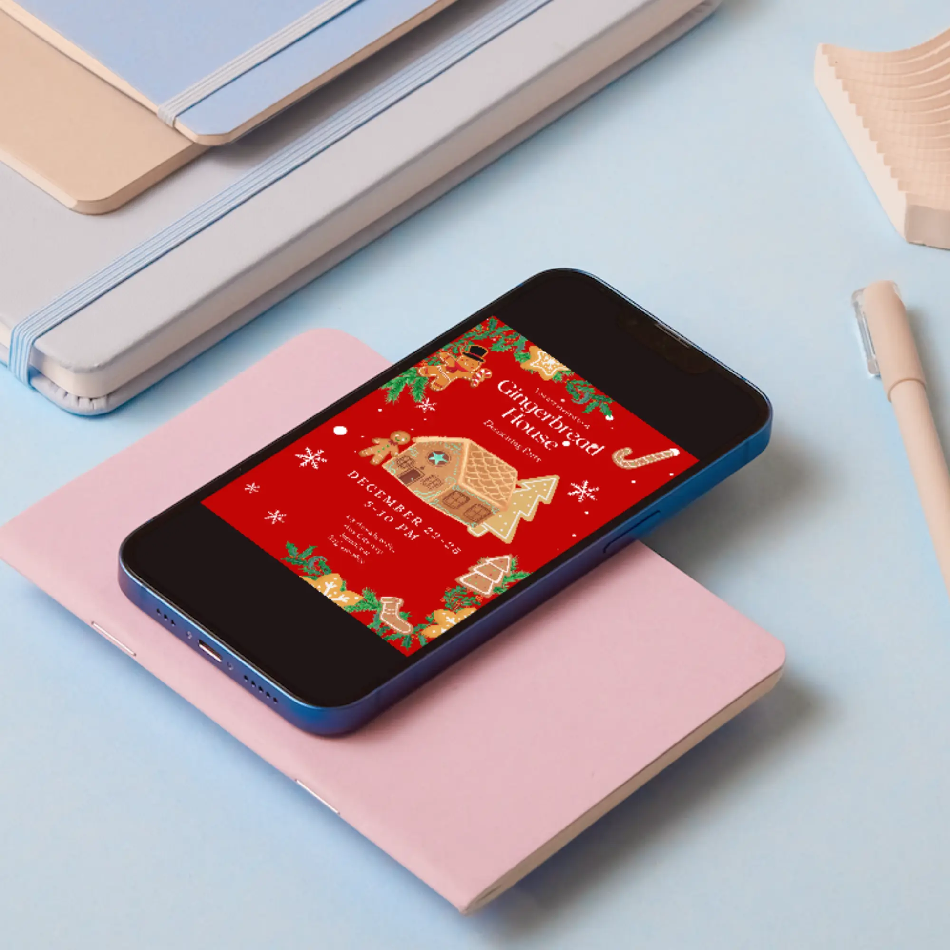 Gingerbread House Christmas Invitation Template - CreativeRino