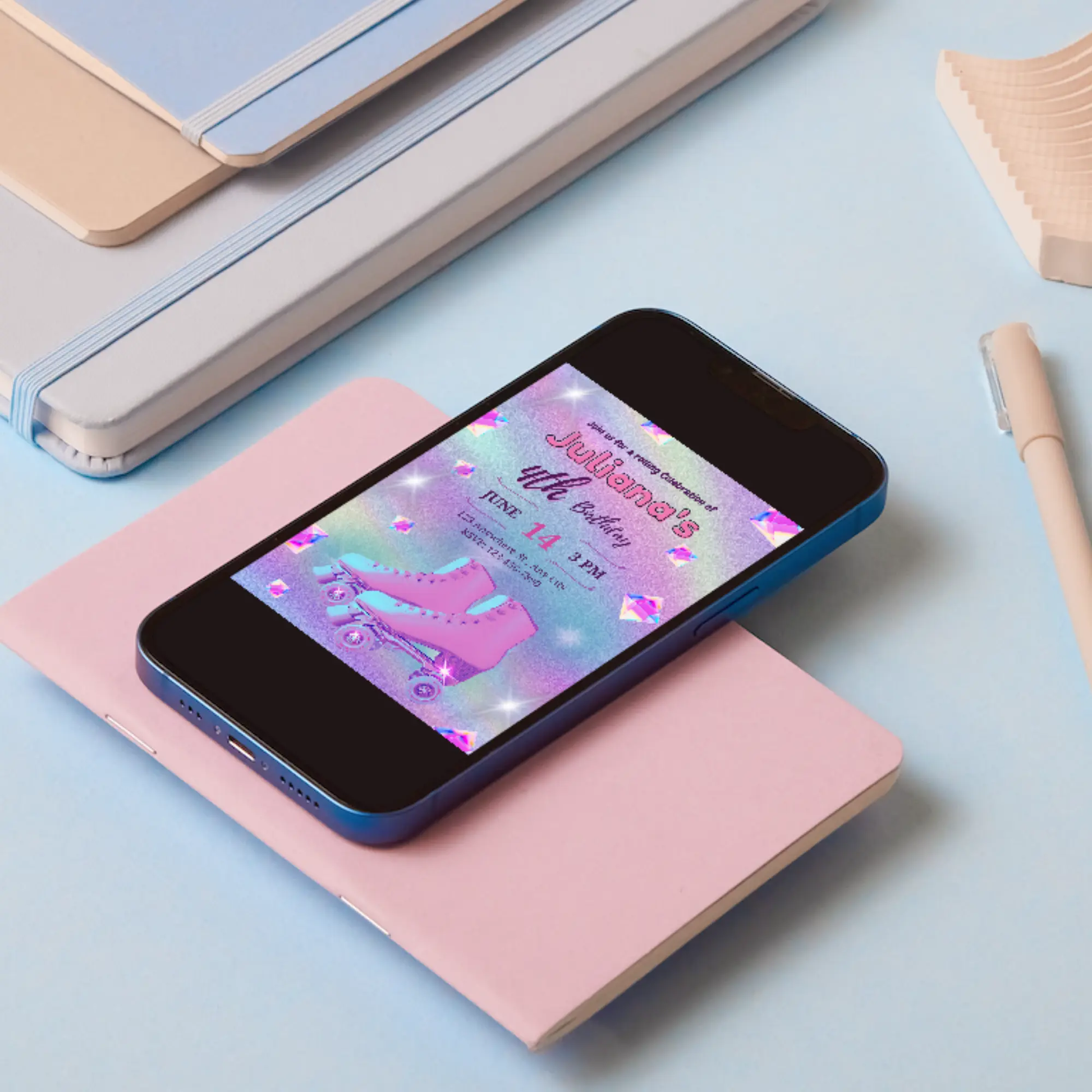 Roller Skates Skating Birthday Invitation Template - CreativeRino