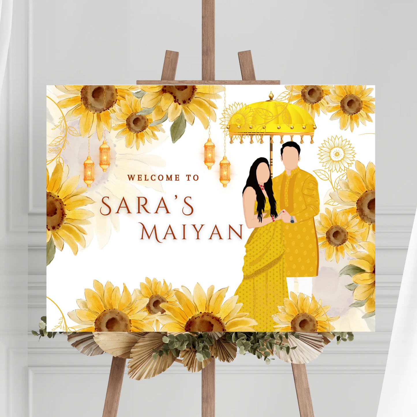 Maiyan Pithi Haldi Sign Template | Indian Wedding Welcome Sign - CreativeRino