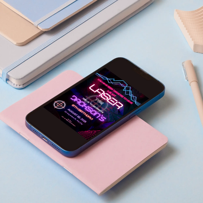 Laser Gaming Birthday Invitation Template - CreativeRino