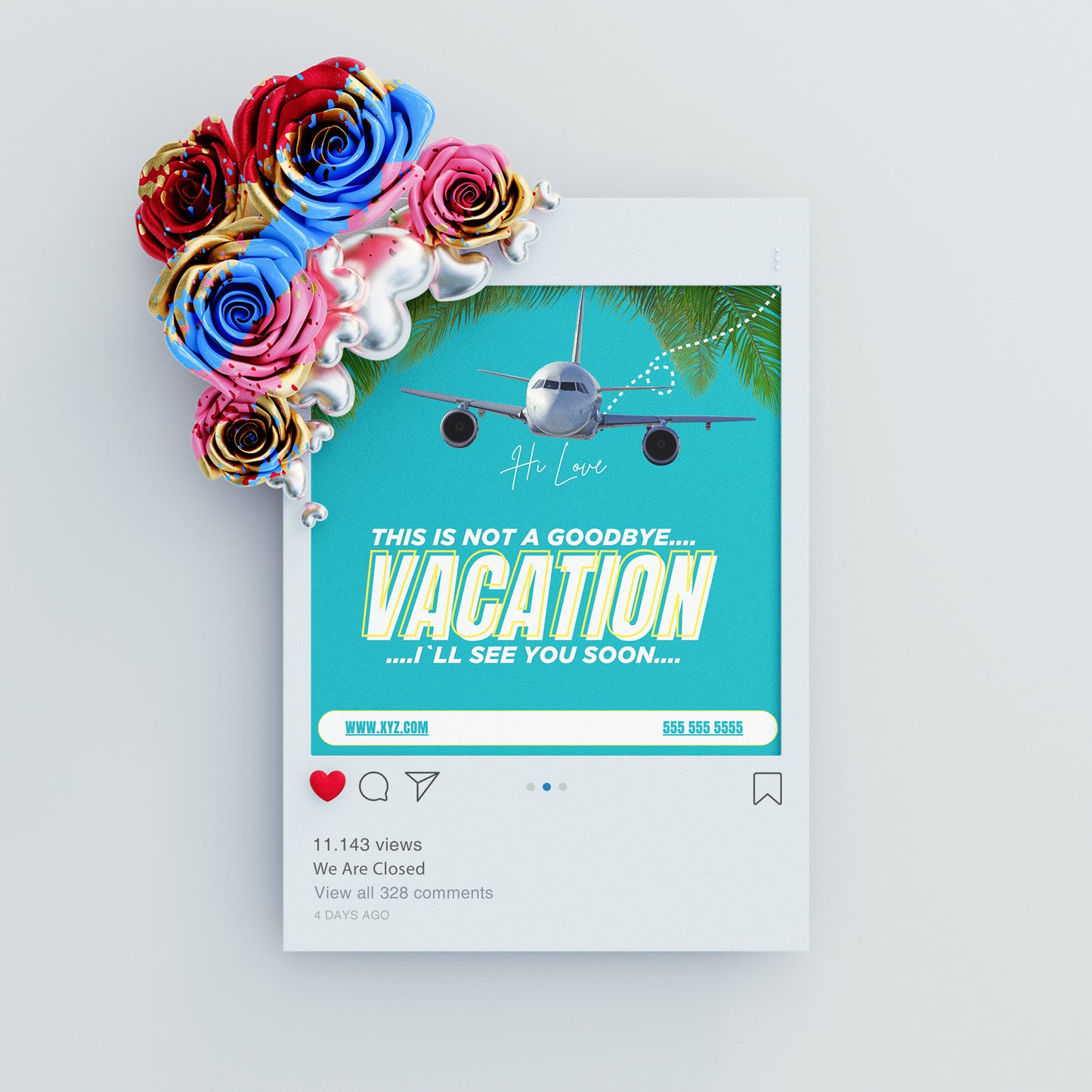 We Are On Vacation Flyer Social Media Template | We Are Closed Flyer